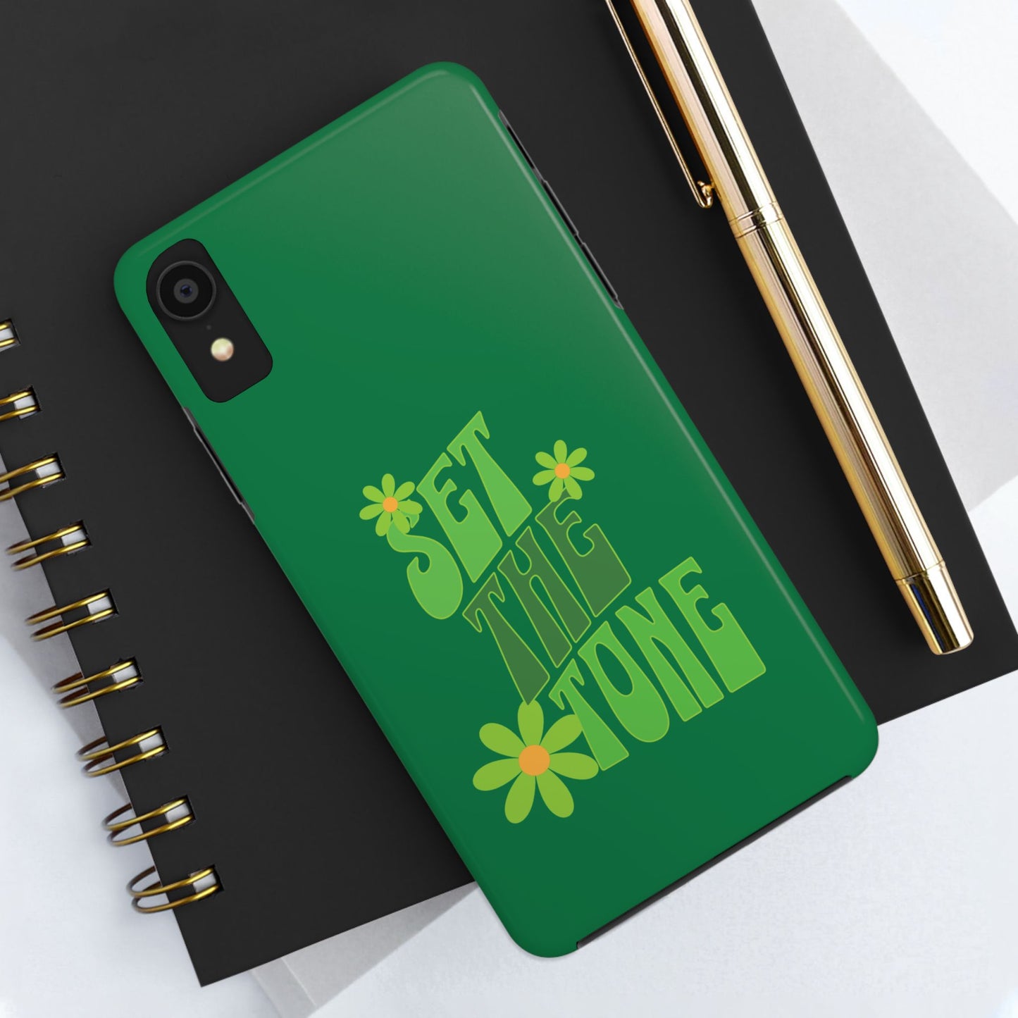 "SET THE TONE" Green Phone Case