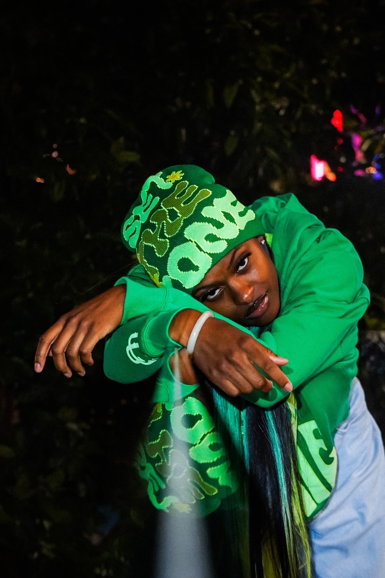 "SET THE TONE" GREEN BEANIE
