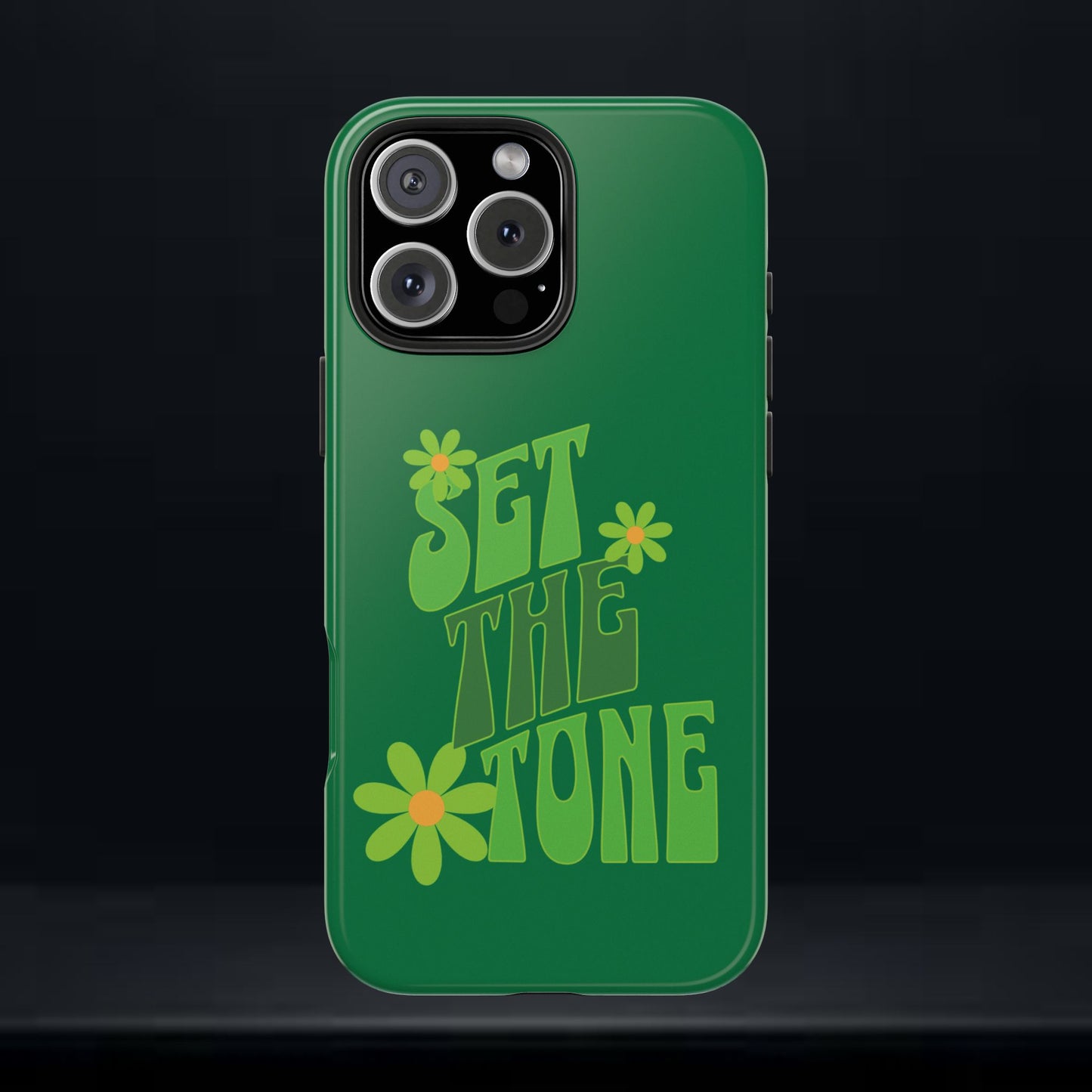 "SET THE TONE" Green Phone Case