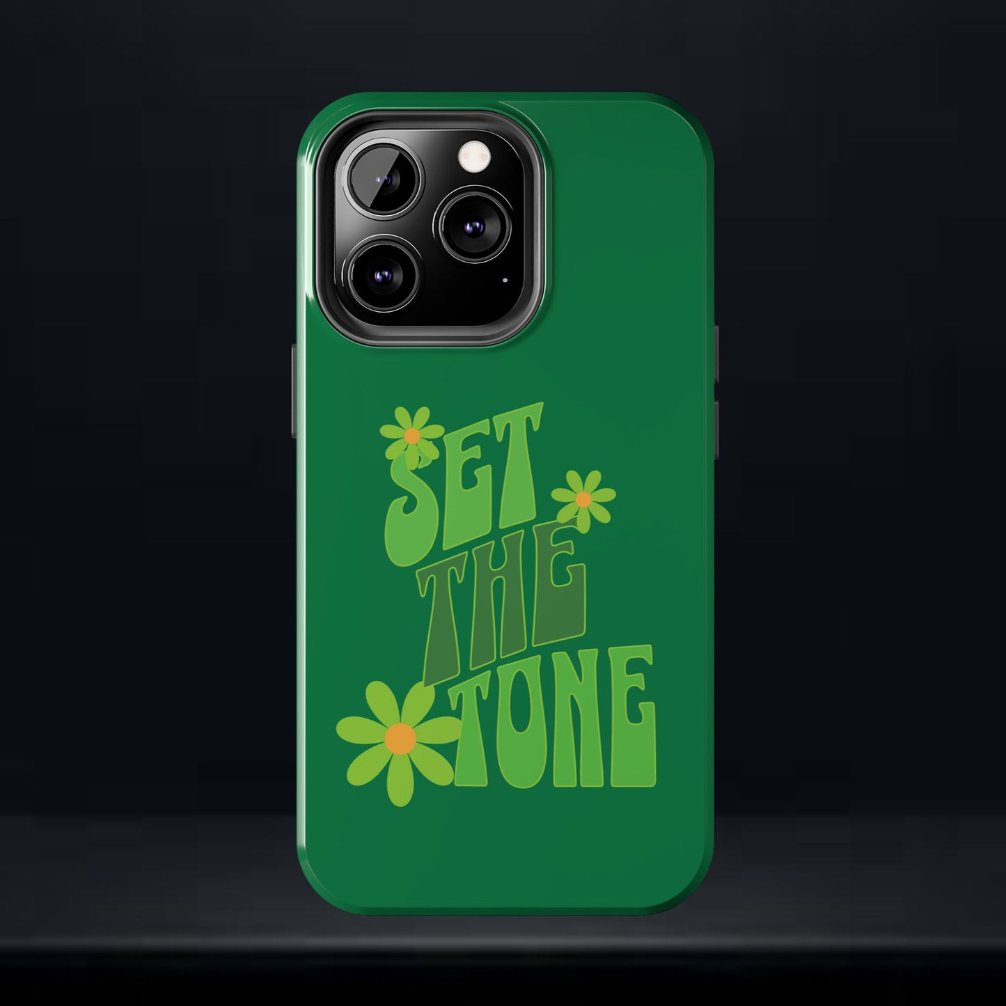 "SET THE TONE" Green Phone Case