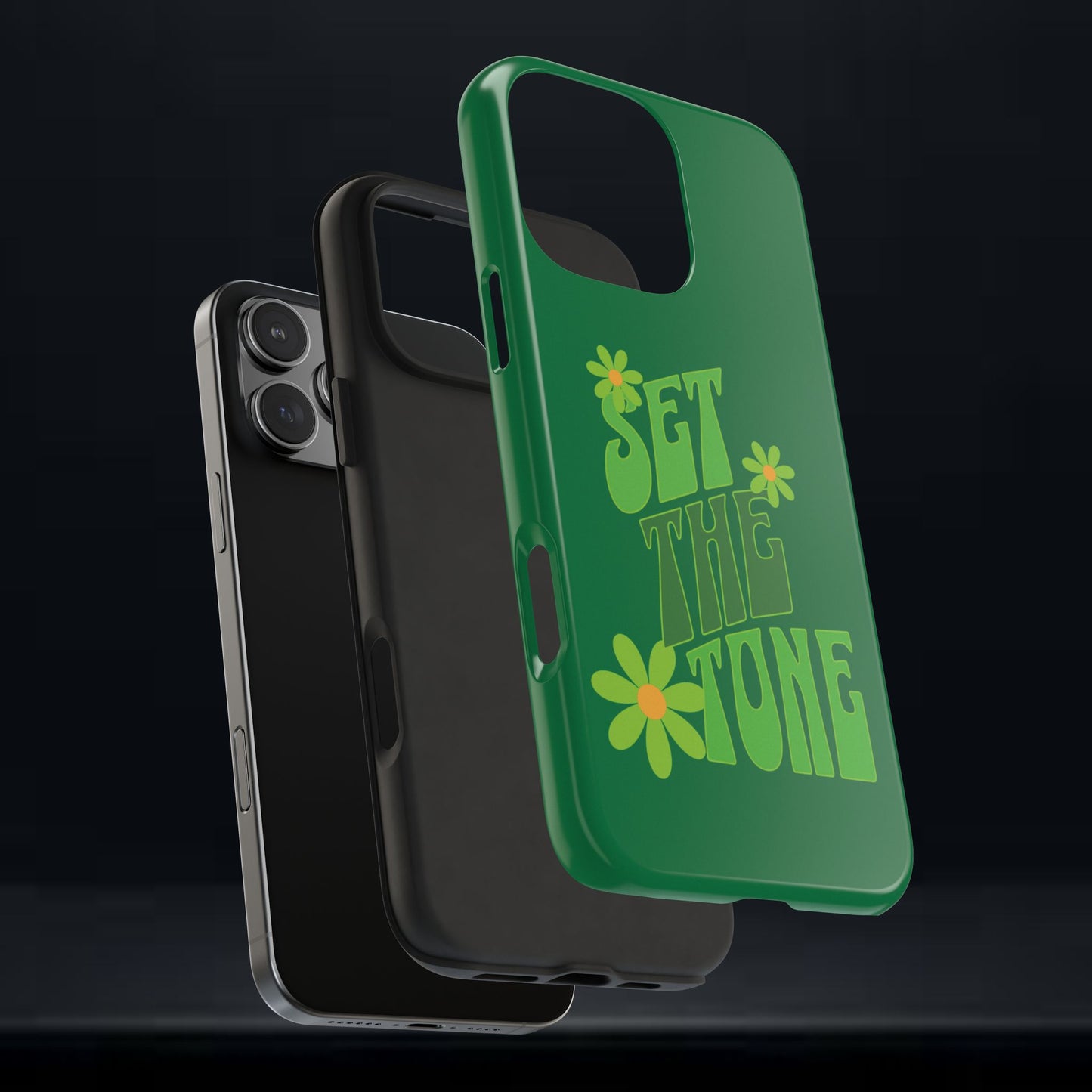"SET THE TONE" Green Phone Case