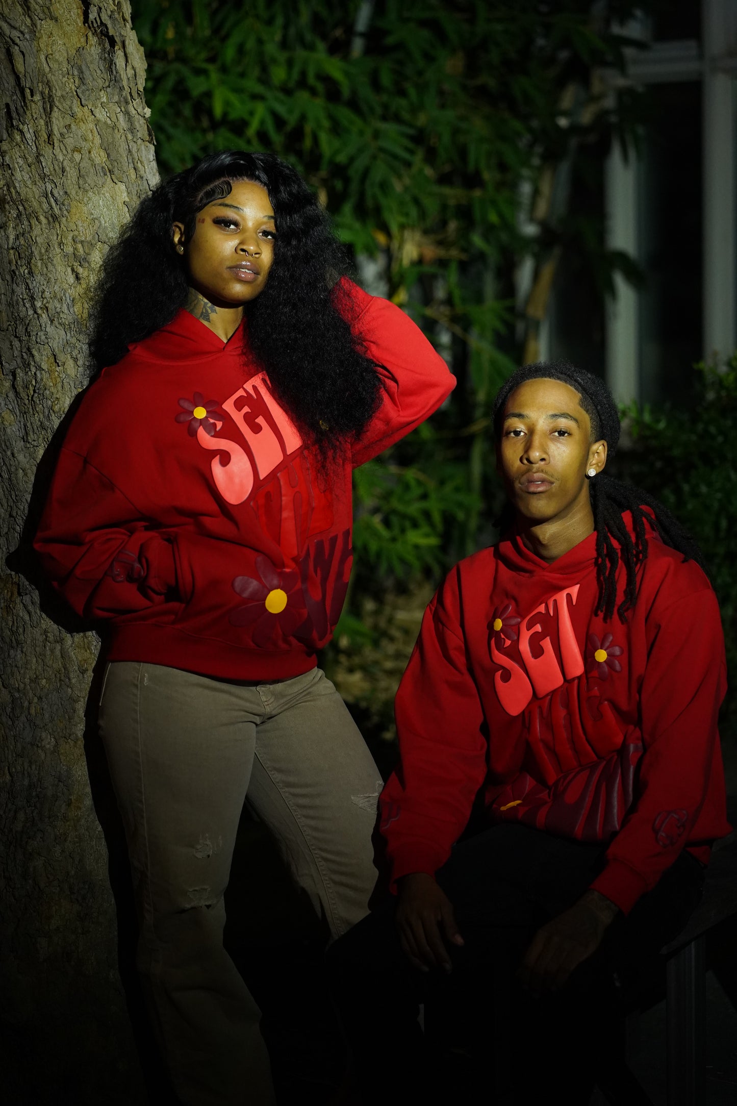 "SET THE TONE" RED HOODIE