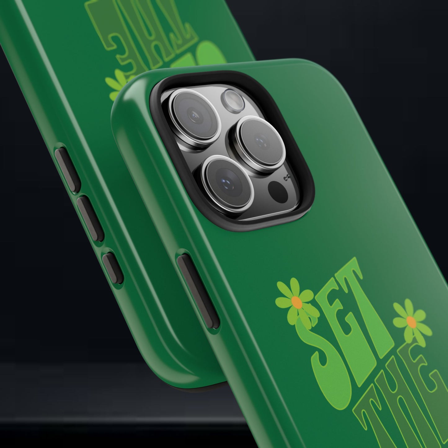 "SET THE TONE" Green Phone Case